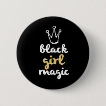 Black Girl Magic Crown Button Black