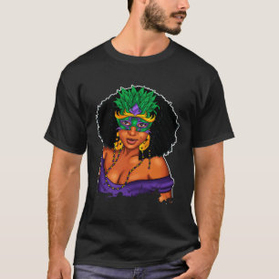 Black Girl Magic Mardi Gras  Woman Thick Fine Mask T-Shirt
