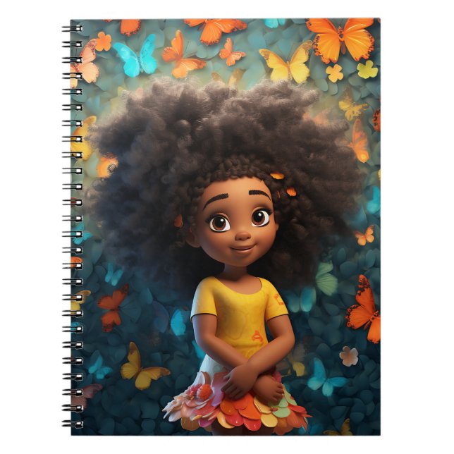 Black girl magic melanin brown skin girls flowers notebook (Front)