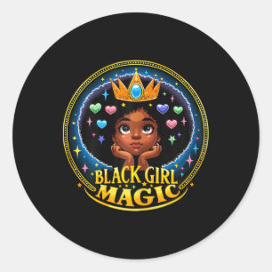 Black Girl Magic Melanin Poppin Juneteenth  Classic Round Sticker