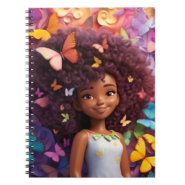 Black girl magic melanin princess brown skin girls notebook (Front)
