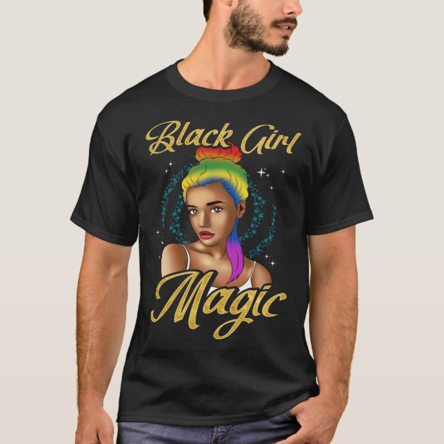 Black Girl Magic Melanin Queen African Diva Hair R T-Shirt (Front)