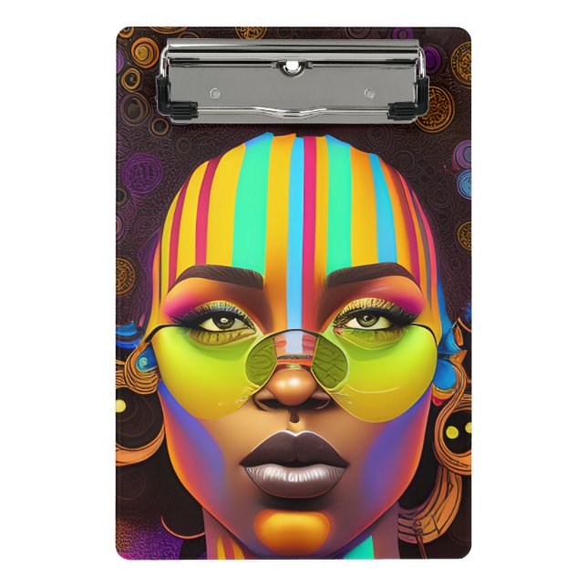 Black girl magic, melanin woman, pastel rainbow qu mini clipboard (Front)