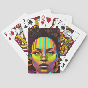 Black girl magic, melanin woman, pastel rainbow qu playing cards