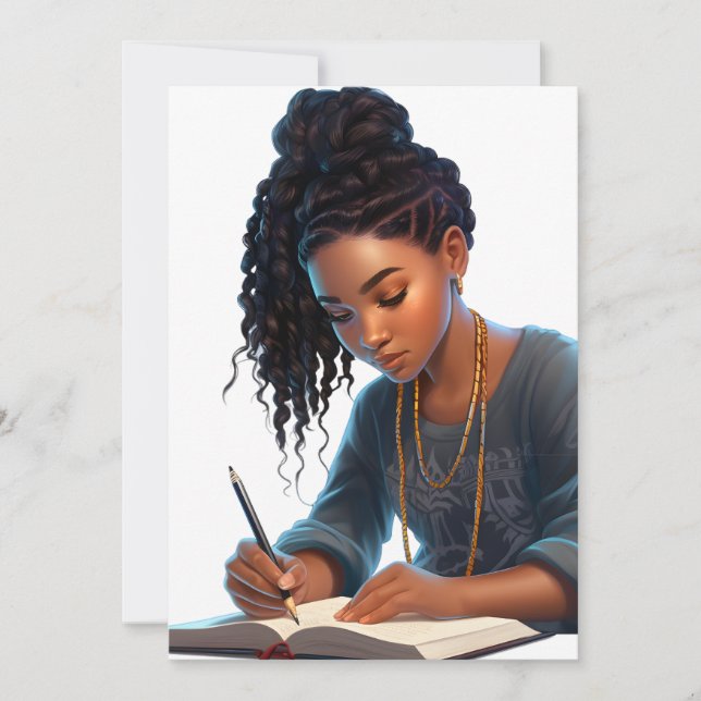 Black girl magic melanin writer brown skin girls invitation (Front)