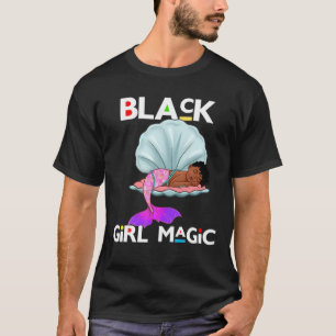 Black Girl Magic Mermaid Cute Girly Pretty Brown S T-Shirt