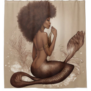 Black Girl Magic Mermaid Shower Curtain