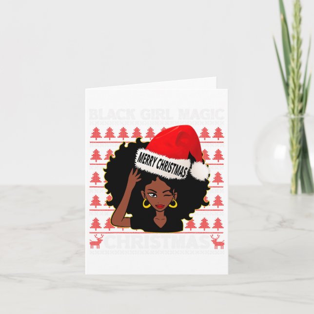 Black Girl Magic Merry Christmas African American  Card (Front)