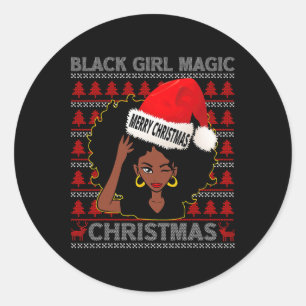 Black Girl Magic Merry Christmas African American  Classic Round Sticker