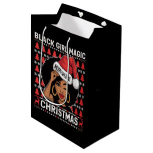 Black Girl Magic Merry Christmas African American Medium Gift Bag