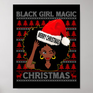 Black Girl Magic Merry Christmas African American Poster