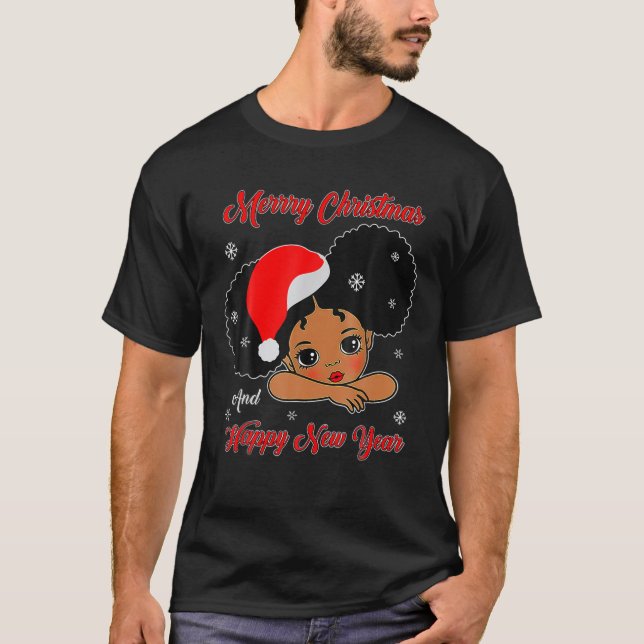 Black Girl Magic Merry Christmas African American T-Shirt (Front)
