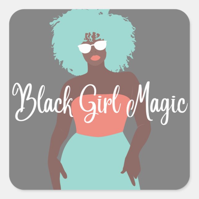 Black Girl Magic Square Sticker (Front)