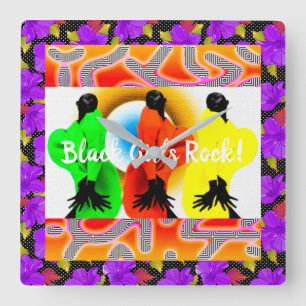 “Black Girl Magic” Square Wall Clock