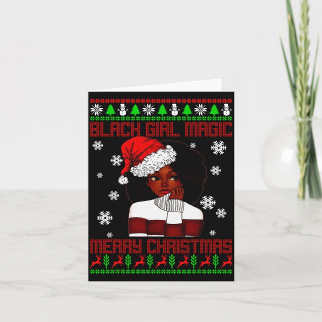 Black Girl Magic Ugly Christmas African American W Card (Front)