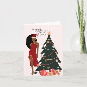 Black Girl Natural Hair Christmas Card