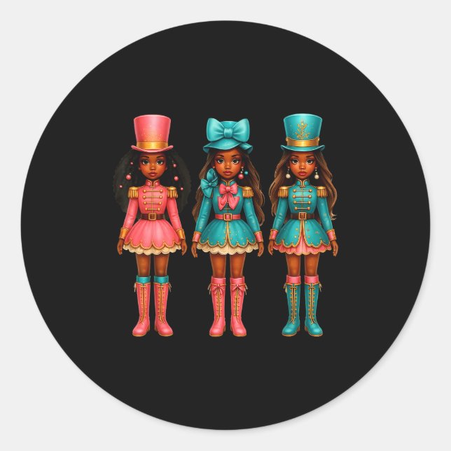 Black Girl Nutcracker Christmas Nk Nutcracker Xmas Classic Round Sticker (Front)