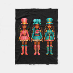 Black Girl Nutcracker Western Christmas Pink Nutcr Fleece Blanket