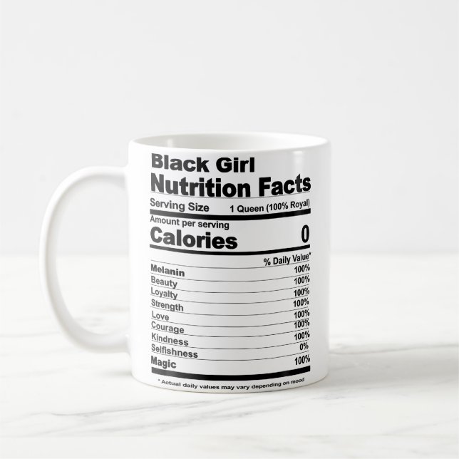 Black Girl Nutritional Facts Black Girl Nutrition  Coffee Mug (Left)