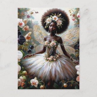 Black Girl Orchid Fairy With Afro Postcard