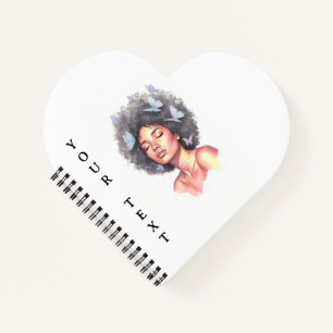 Black Girl Pastel Minimalistic Butterfly Custom Notebook