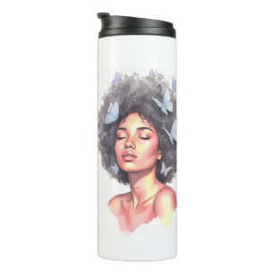 Black Girl Pastel Minimalistic Butterfly Custom Thermal Tumbler