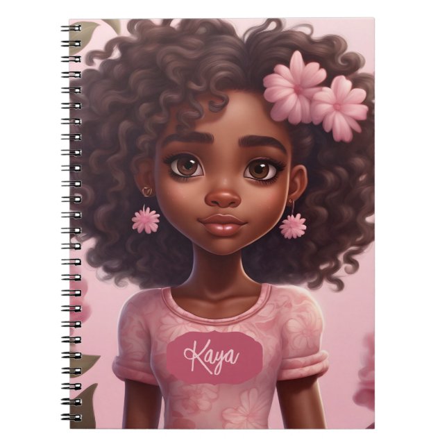 Black Girl Personalised Notebook (Front)