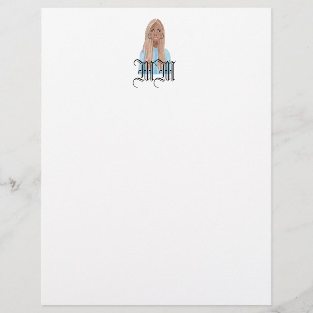 Black Girl Personalised Stationery Custom Letterhead (Front)