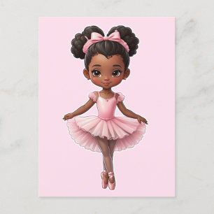 Black Girl Pink Ballerina Ballet Postcard
