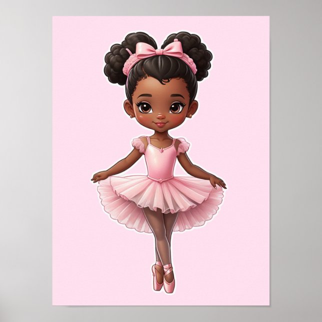 Black Girl Pink Ballerina Ballet Poster (Front)