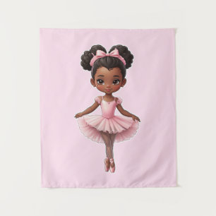 Black Girl Pink Ballerina Ballet Tapestry