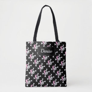 Black Girl Pirate Skull and Crossbones Tote Bag