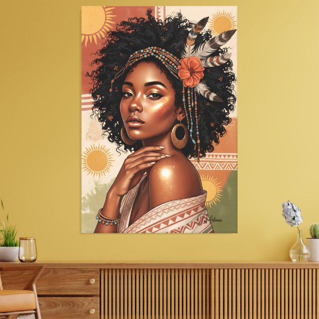 Black Girl Poster – Stunning Bohemian Wall Art (Insitu(LivingRoom))