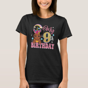 Black Girl Princess My 9th Birthday Girls Kids Bir T-Shirt
