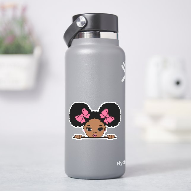 Black Girl Puff Hair (HydroFlask)