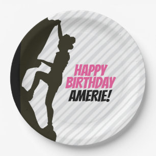 Black Girl Rock Climbing Party Paper Plate