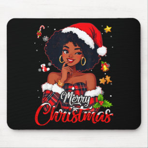 Black Girl Santa Hat Merry Christmas Pajama Africa Mouse Mat