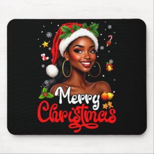 Black Girl Santa Hat Merry Christmas Pajama Africa Mouse Mat