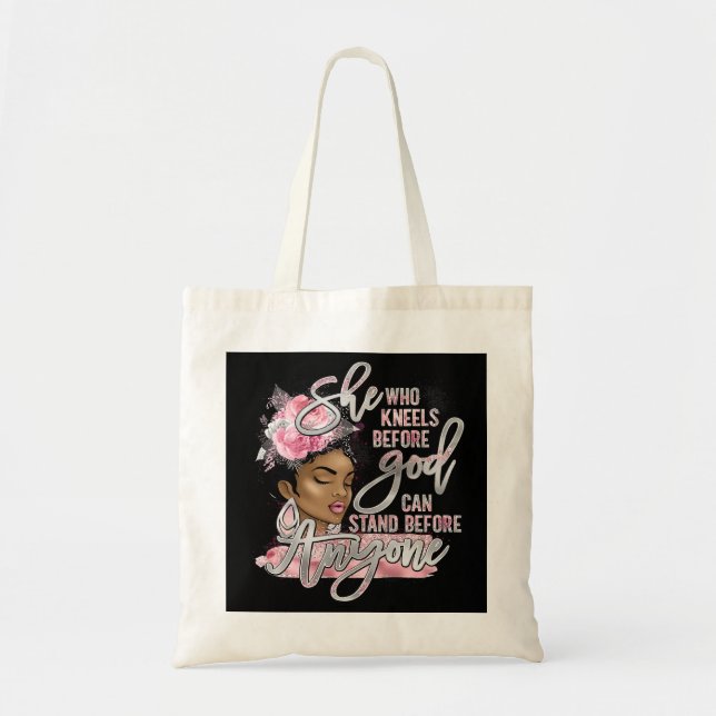 Black Girl She Who Kneels Before God Christian Afr Tote Bag (Front)