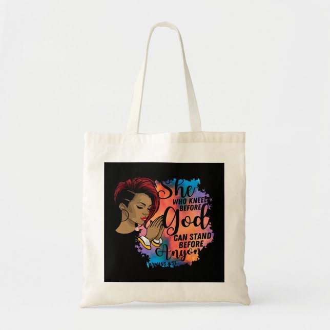 Black Girl She Who Kneels Before God Christian Afr Tote Bag (Front)