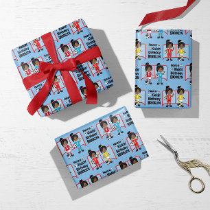 Black Girl Soccer Personalised Wrapping Paper Sheet