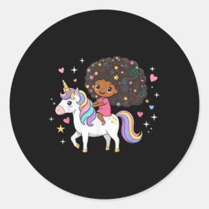 Black Girl Unicorn African American Black History Classic Round Sticker