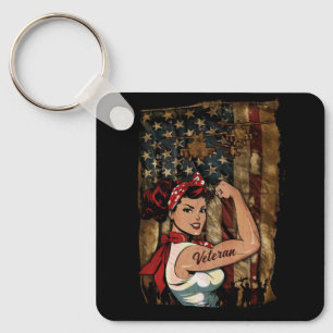 Black Girl Veteran Strong Female African American  Key Ring