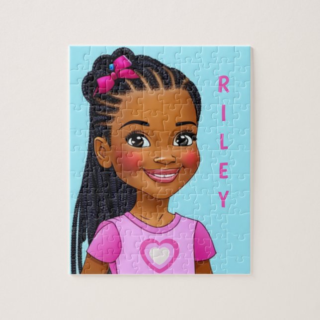 Black Girl With Braids Personalised Jigsaw Puzzle (Vertical)