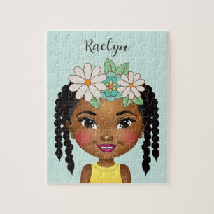 Black Girl With Flowers Personalised Jigsaw Puzzle