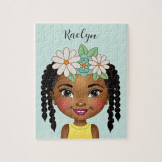 Black Girl With Flowers Personalised Jigsaw Puzzle
