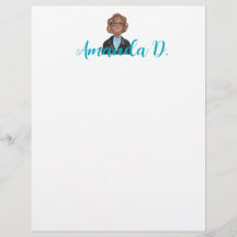 Black Girl with Glasses Personalised Letterhead
