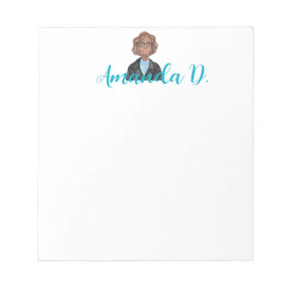 Black Girl with Glasses Personalised Notepad