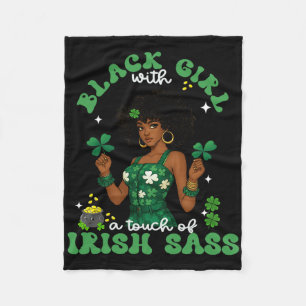 Black Girl With Irish S St. Patrick's Day Irish Pr Fleece Blanket