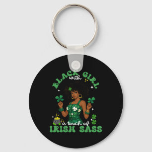 Black Girl With Irish S St. Patrick's Day Irish Pr Key Ring